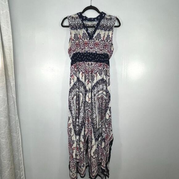 BILA Dresses & Skirts - Bila Women Midi Dress Floral Multicolor Boho Rayon Beach Size M Asymmetric Hem